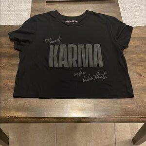 Black Crop Top with Bold Karma Graphic
